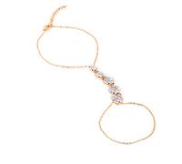 Donipreziosi Baciamano Donna in Acciaio - Bracciale Bacia Mano con Anello per Dito Ragazza, Braccialetto a Catena a Mano Quadrifoglio (Oro, con Pietre)