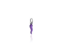 Donipreziosi Ciondolo Smaltato a forma di Corno Portafortuna - Pendente Cornetto napoletano in Argento per Collana o Bracciale Uomo o Donna, Scaramanzia - 2,5 cm Viola