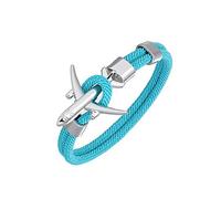 DonJordi Bracciale aereo in diversi colori per uomo e donna in corda intrecciata con chiusura aereo in corda intrecciata - Il bracciale per tutti i piloti e gli appassionati di aerei, 19 cm, Ottone