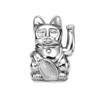 DONKEY Lucky Cat Cosmic Edition Mercury Shiny Silver | Gatto di vino Maneki Neko, 15 cm, in confezione regalo