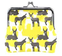 Donkey Portafoglio in pelle con fibbia per cambio monete, giallo e bianco, asino giallo bianco carino UNITALLA Classic, asino giallo bianco carino UNITALLA Classic, Asino Giallo Bianco Carino, Taglia