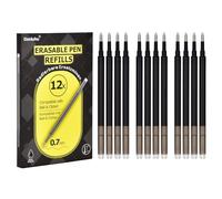 Donluhu 12 mine di ricambio cancellabili da 0,7 mm, lunghezza di scrittura 400 m, colore nero, compatibili con Pilot FriXion Ball & Clicker & Eberhard Faber | mine di ricambio per penna gel