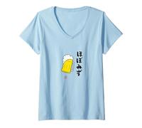 Donna ビール 酒 ほぼみず 飲み Abbigliamento Calligrafia con Scritte Maglietta con Collo a V