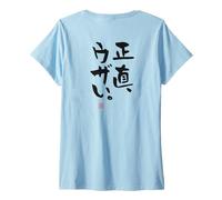 Donna 正直、ウザい Abbigliamento Calligrafia con Scritte Maglietta con Collo a V