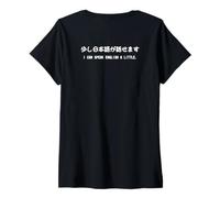 Donna "少し日本語が話せます" Abbigliamento calligrafia con scritte Maglietta con Collo a V