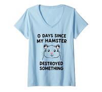 Donna 0 Giorni da Quando Il Mio Hamster Ha Distrutto Qualcosa di Maglietta con Collo a V