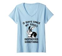 Donna 0 Giorni Da Quando Il Mio Rabbit Ha Distrutto Qualcosa Di Maglietta con Collo a V