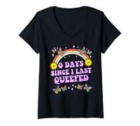 Donna 0 Giorni dallultima Volta Che Ho Queefed Divertente, Queef Love Queefing Maglietta con Collo a V