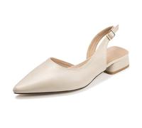 Donna 1.06-inch Basso Chunky Slingback Heels, Classico Chiuso Punta Block Heel Pumps Scarpe per Le Donne, Matrimonio Sera Vestito Estate Scarpe da Festa - Beige - 43.5