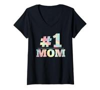 Donna #1 Mamma Numero Uno Madre Donne Grafiche Distressed Maglietta con Collo a V