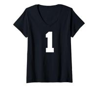 Donna 1 Numero Uno Anno 1° Compleanno Team Sports Varsity Maglietta con Collo a V
