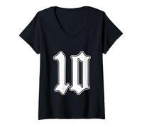 Donna #10 Bianco Numero 10 Latino Sport Fan Team Cholo Easy Maglietta con Collo a V