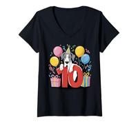 Donna 10 ° compleanno ragazzo ragazza 10 anni dieci Alano Maglietta con Collo a V