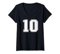 Donna 10 Numero Dieci Team Sports Graphic Design Varsity Matching Maglietta con Collo a V