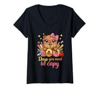Donna 100 Days You Must Be Capy Cute Leopard Capybara Scuola Kid Maglietta con Collo a V