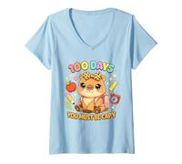 Donna 100 Days You Must Be Capy Cute Leopard Capybara Scuola Kid Maglietta con Collo a V