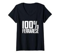 Donna 100% Ferrarese Ferrara Pride Maglietta con Collo a V
