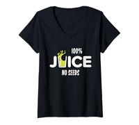 Donna 100% Juice No Seeds Funny Post Vasectomia Juice Cup Maglietta con Collo a V