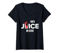 Donna 100% Juice No Seeds Funny Post Vasectomia Juice Cup Maglietta con Collo a V