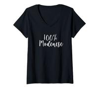 Donna 100% Modenese Modena Pride for Her Maglietta con Collo a V