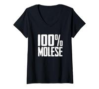Donna 100% Molese Mola di Bari Maglietta con Collo a V
