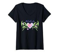 Donna 100 Percent Cute Pixel Heart Maglietta con Collo a V