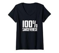 Donna 100% SanSeverese San Severo Maglietta con Collo a V
