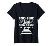 Donna 100% Sicuro Miglior Train Driver del Mondo Maglietta con Collo a V