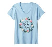 Donna 100 Years Loved Men Women Floral 100 Year Old 100th Birthday Maglietta con Collo a V