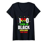 Donna 100 Years of Black Excellence 1926-2026 Celebration African Maglietta con Collo a V