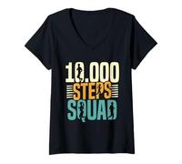 Donna 10000 Passi Squadra Passo Camminare Escursioni 10000 Passi Maglietta con Collo a V