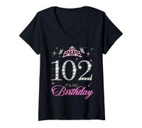 Donna 102 It's My Birthday 102 Years Old 102° compleanno Maglietta con Collo a V
