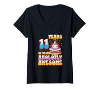 Donna 11 anni Axolotly Awesome Cute Axolotl 11° compleanno bambini Maglietta con Collo a V