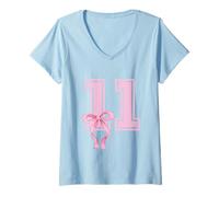 Donna 11 anni Compleanno Ragazza Coquette Rosa Fiocco Estetica Maglietta con Collo a V