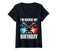 Donna 11° compleanno musica rock compleanno ragazzo musicista festa bambini Maglietta con Collo a V