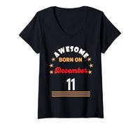 Donna 11 Dicembre Compleanno Fantastico Nato l11 Dicembre Vintage Maglietta con Collo a V