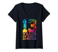 Donna 13 Anni of Being Awesome 13 Compleanno Maglietta con Collo a V