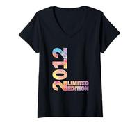 Donna 13 ° compleanno regalo ragazza hued nato 2012 girando 13 anni Maglietta con Collo a V