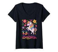 Donna 13 È Il Mio Compleanno, Il Giorno Magico dell'unicorno Maglietta con Collo a V