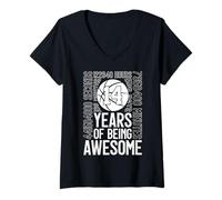 Donna 14 YEARS of Being AWESOME BASKETBALL 14 COMPLEANNO Maglietta con Collo a V
