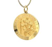 Donna 14k Oro Giallo st Christopher Rotondo Lucidato Solido Premio Collana, 22mm