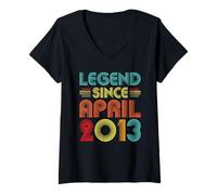 Donna 14th Birthday Idea Legend Since April 2013 14 Years Old Bday Maglietta con Collo a V