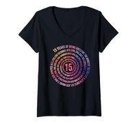 Donna 15 anni compleanno Helix 15 anno ragazzi ragazze compleanno Maglietta con Collo a V