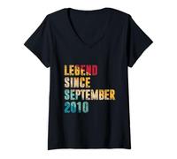 Donna 15 Anni Leggenda da Settembre 2010 Retro 15 ° Compleanno Maglietta con Collo a V