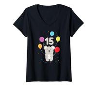 Donna 15° Compleanno 15 Anni Koala Australia Eucalyptus Zookeeper Maglietta con Collo a V