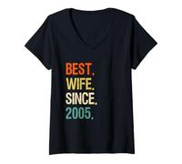 Donna 17th Valentine Anniversary for Her Best Wife Since 2005 Maglietta con Collo a V