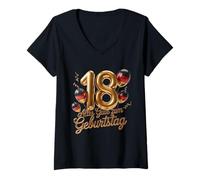 Donna 18 Alles Gute zum Geburtst Germania Buon Compleanno Tedesco Maglietta con Collo a V