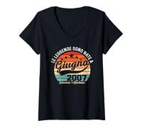 Donna 18 Anni Compleanno Uomo Donna Regalo Giugno Vintage 2007 Maglietta con Collo a V