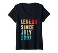 Donna 18 Anni leggenda dal luglio 2007 Vintage 18th Birthday Maglietta con Collo a V