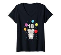 Donna 18° Compleanno 18 Anni Koala Australia Eucalyptus Zookeeper Maglietta con Collo a V
